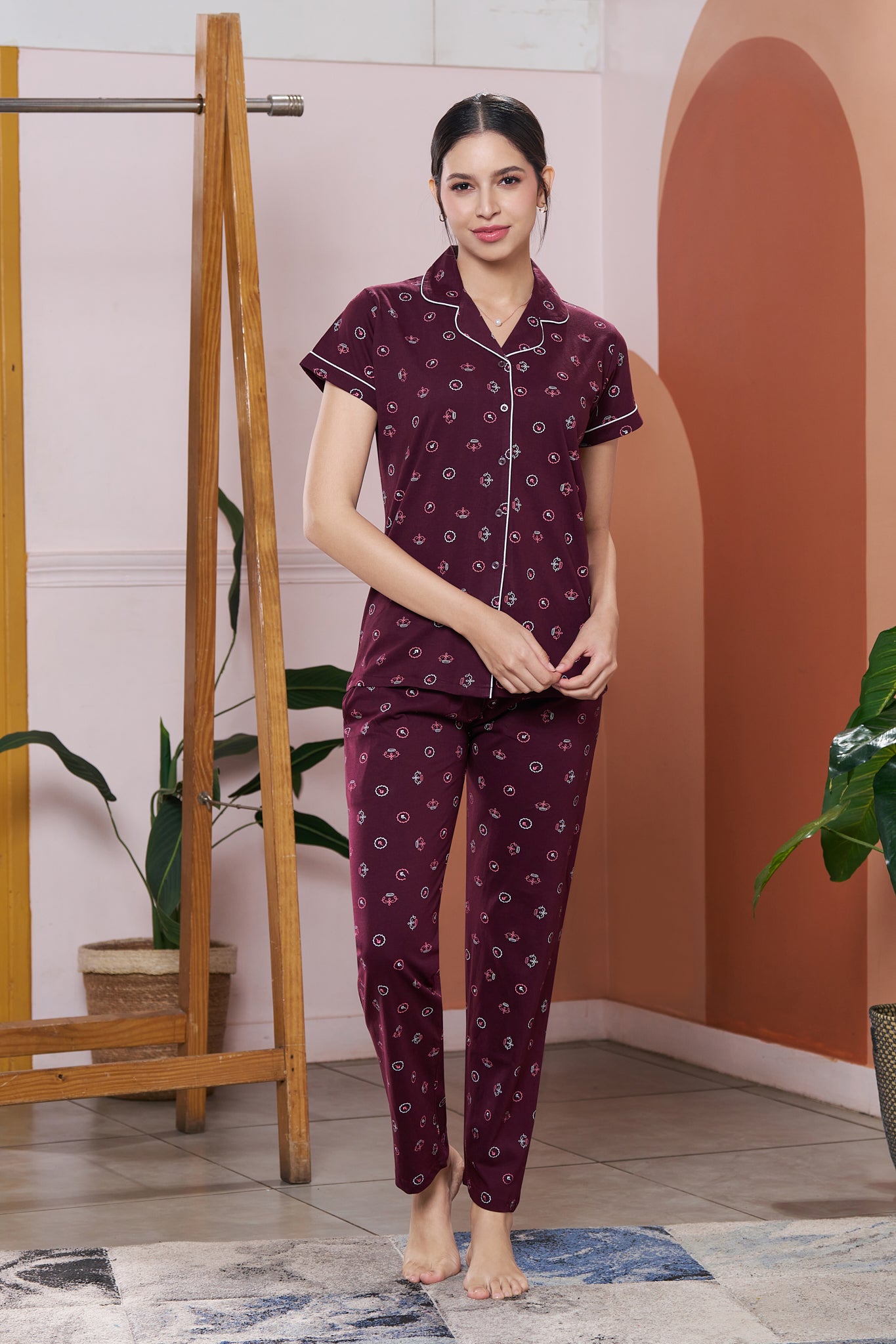 Everyday Night Suits | Super Comfy & Stylish | Lounge Wear | Collar Neck - Style No.3010