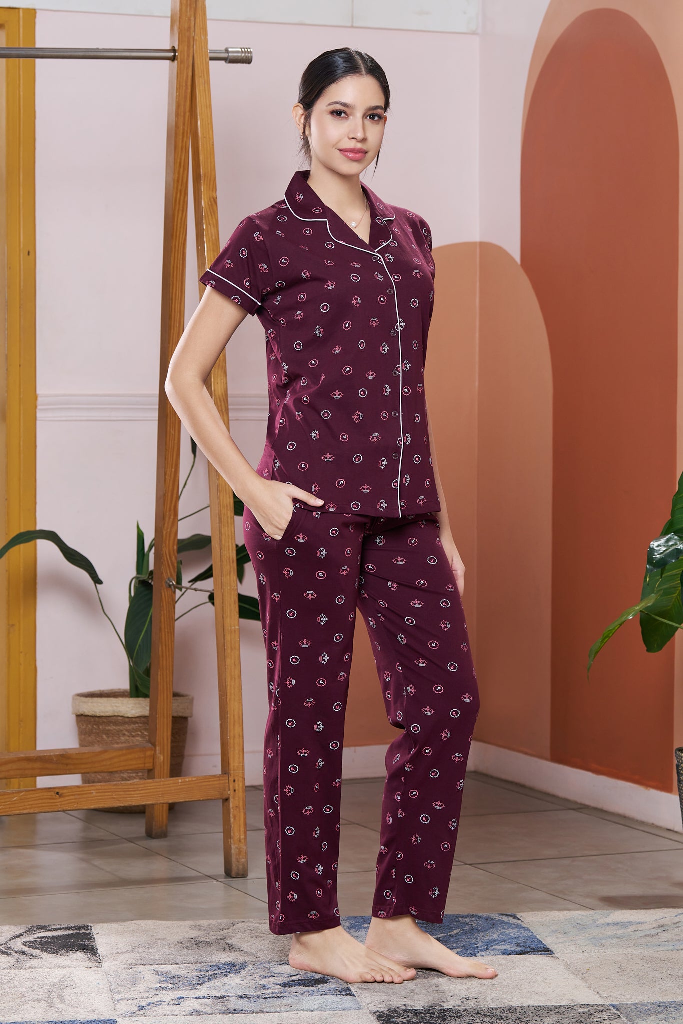 Everyday Night Suits | Super Comfy & Stylish | Lounge Wear | Collar Neck - Style No.3010