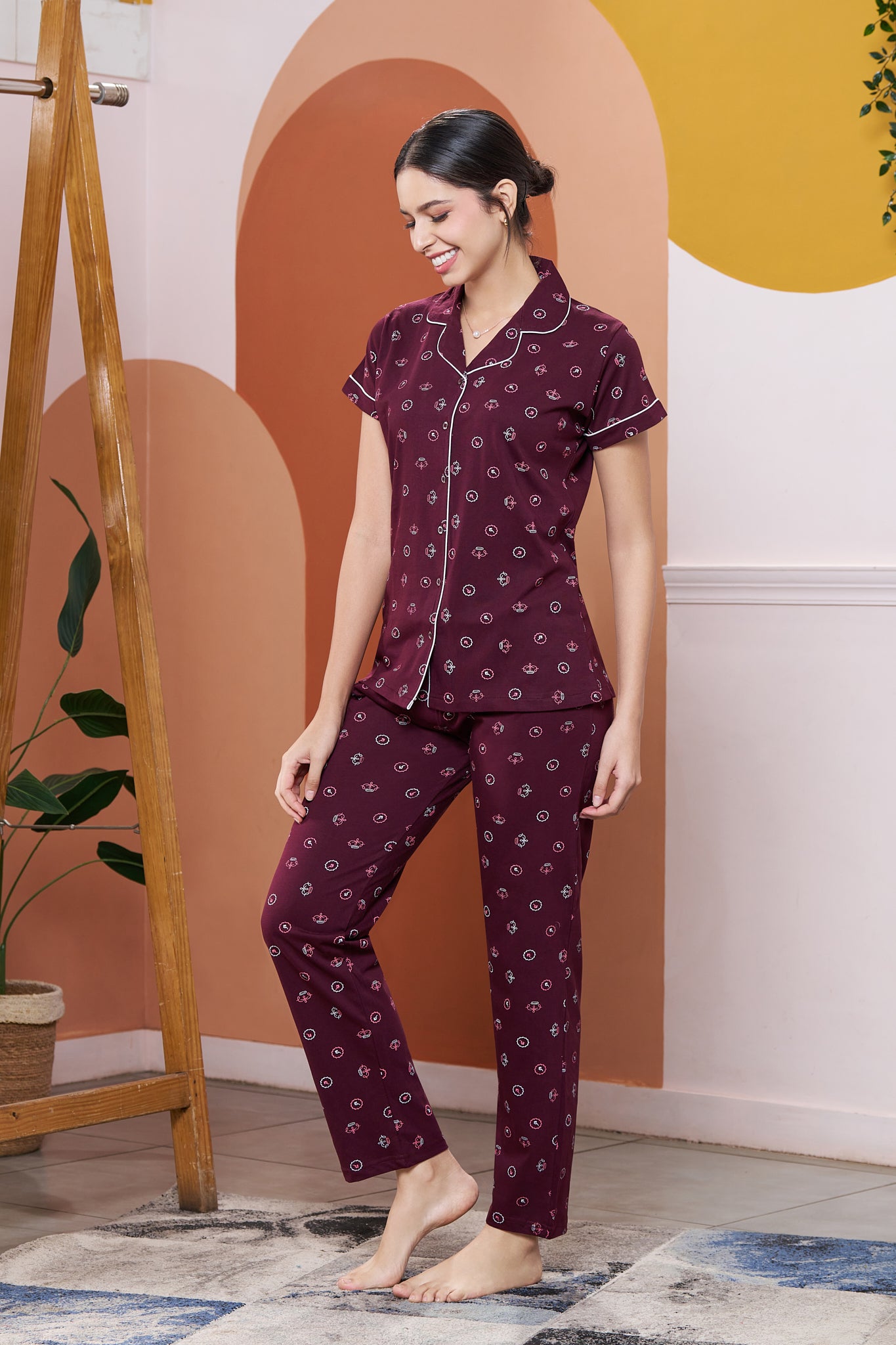 Everyday Night Suits | Super Comfy & Stylish | Lounge Wear | Collar Neck - Style No.3010