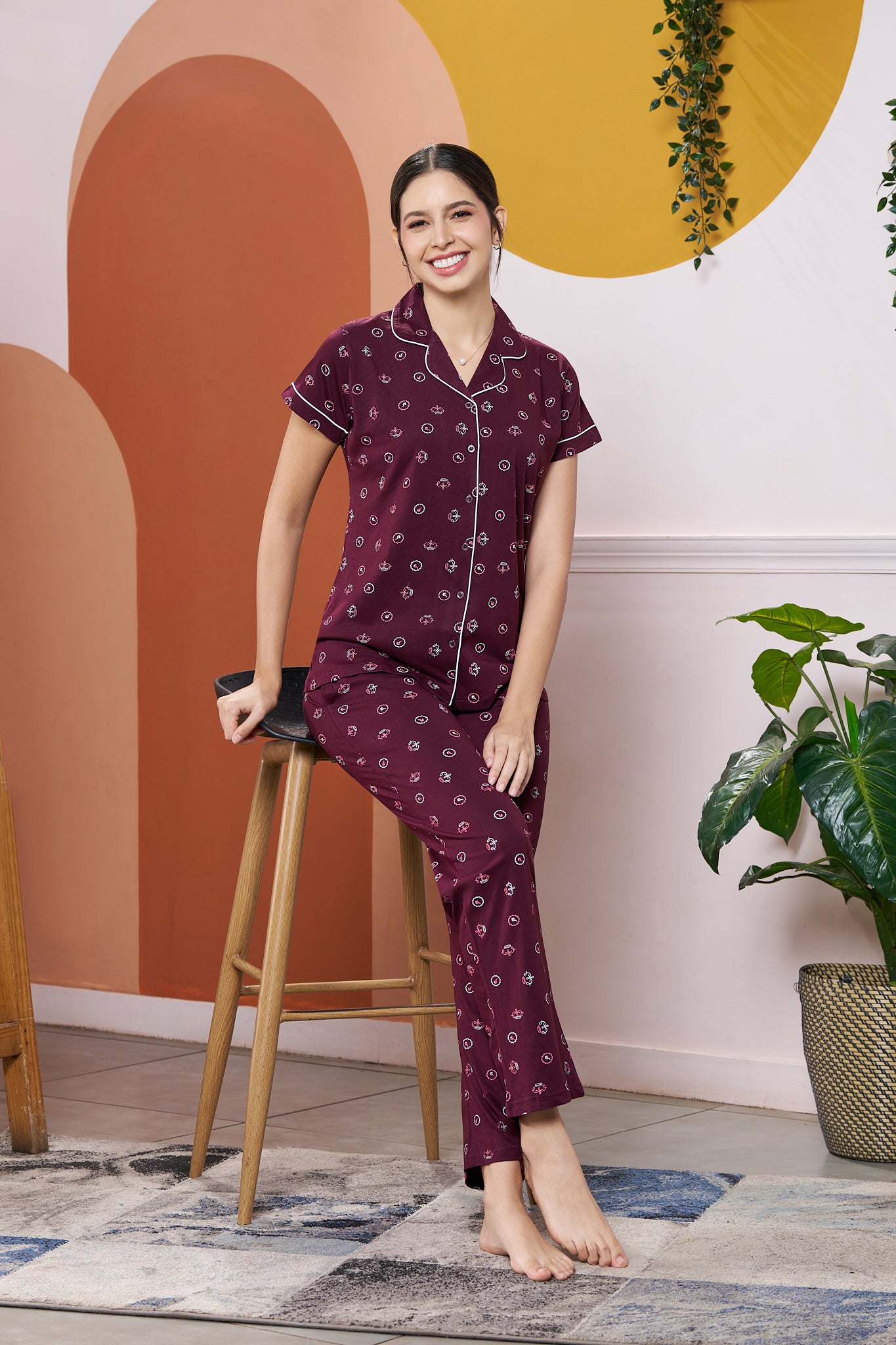 Everyday Night Suits | Super Comfy & Stylish | Lounge Wear | Collar Neck - Style No.3010