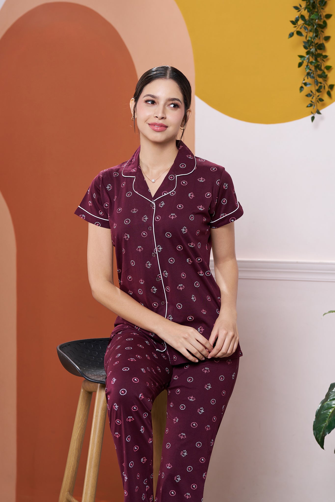 Everyday Night Suits | Super Comfy & Stylish | Lounge Wear | Collar Neck - Style No.3010