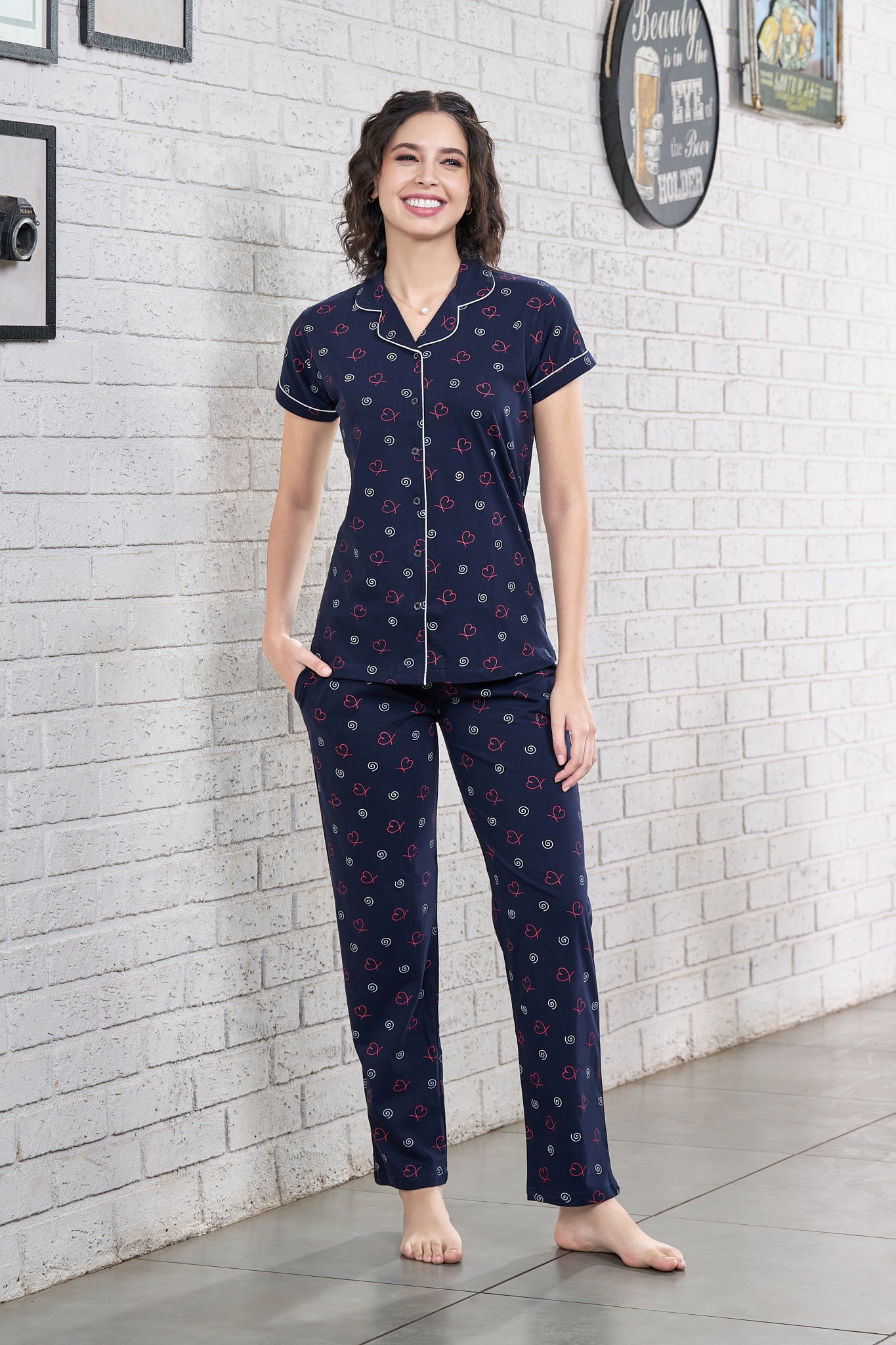 Everyday Night Suits | Super Comfy & Stylish | Lounge Wear | Collar Neck - Style No.3011