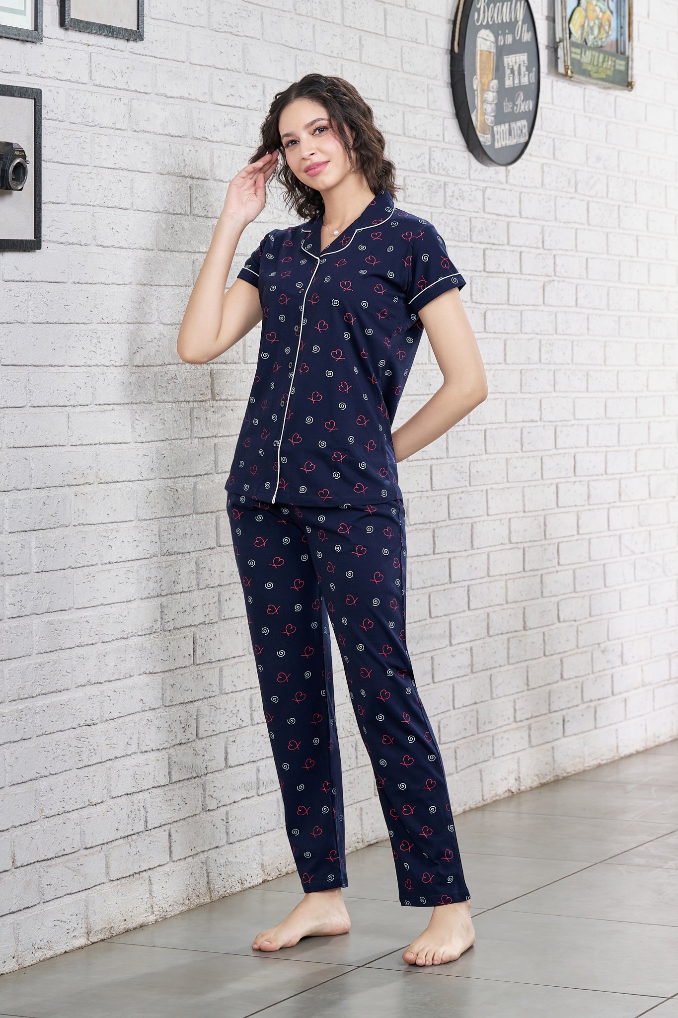 Everyday Night Suits | Super Comfy & Stylish | Lounge Wear | Collar Neck - Style No.3011