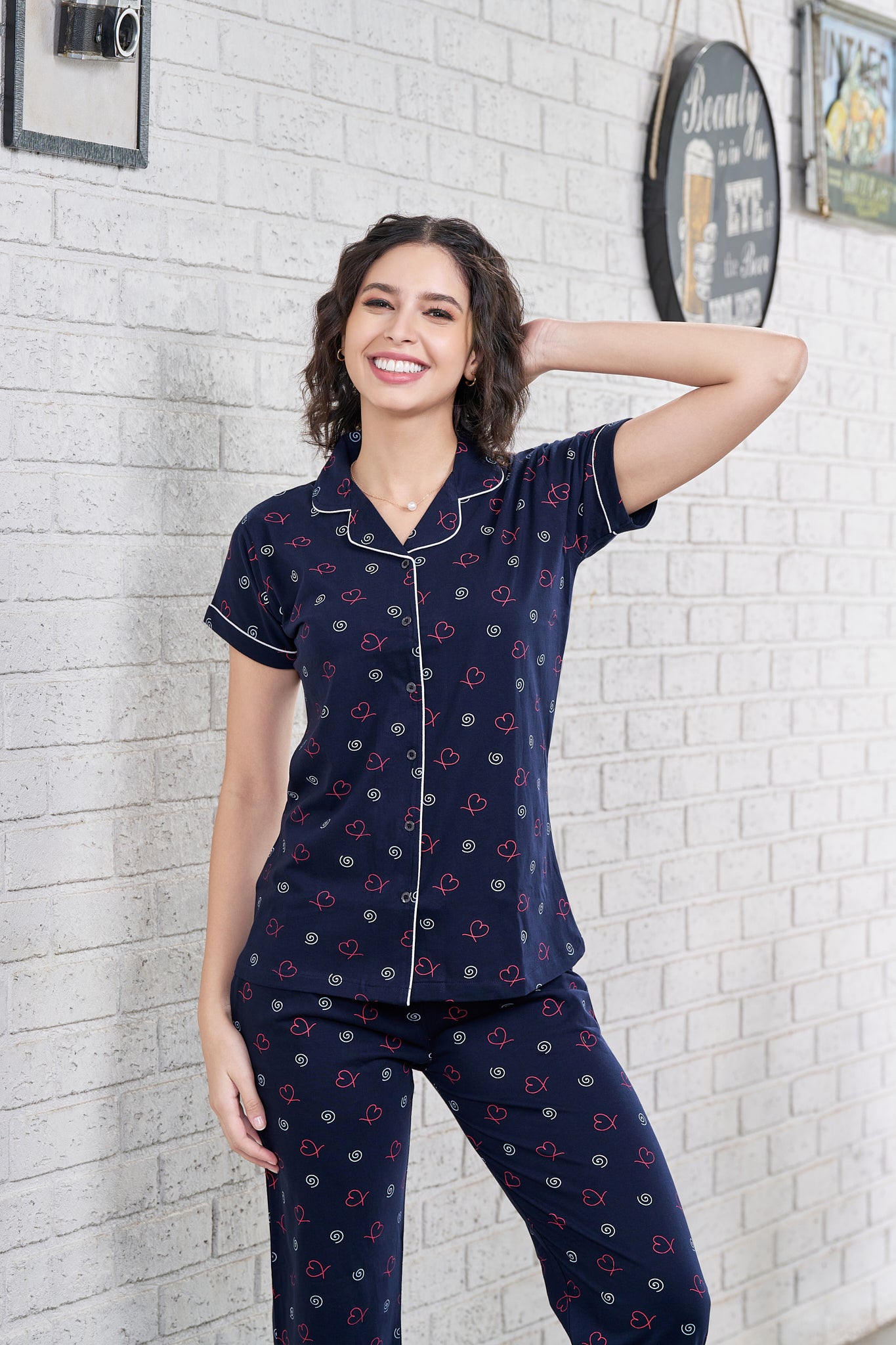 Everyday Night Suits | Super Comfy & Stylish | Lounge Wear | Collar Neck - Style No.3011