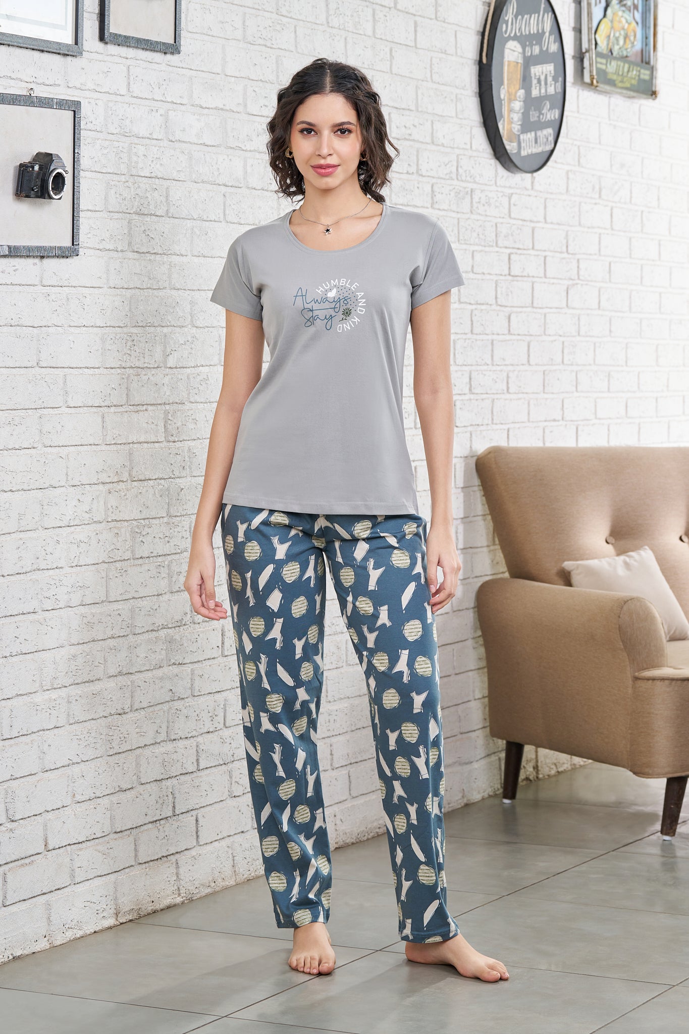 Everyday Night Suits | Super Comfy & Stylish | Lounge Wear | Round Neck - Style No.2006