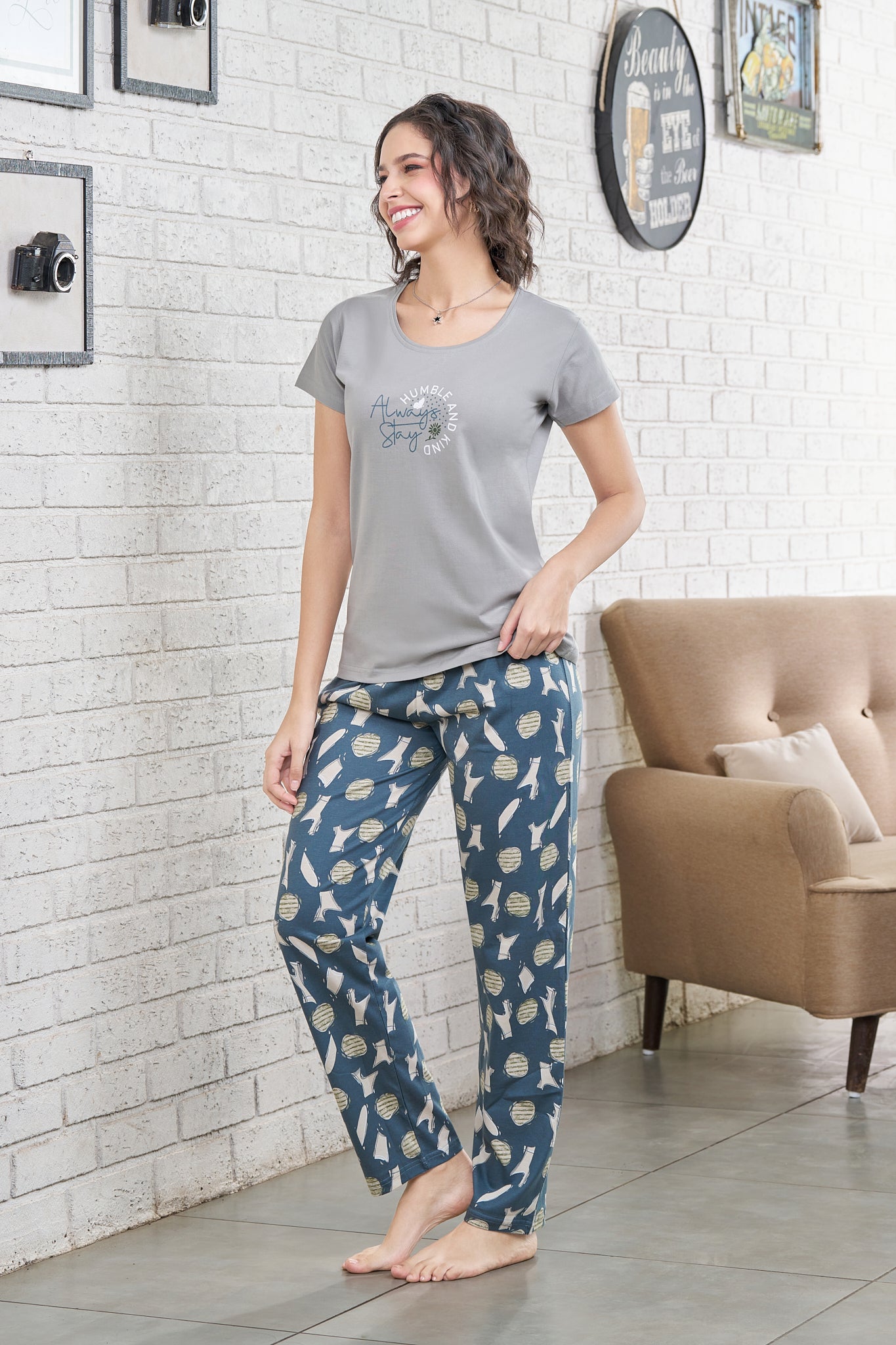 Everyday Night Suits | Super Comfy & Stylish | Lounge Wear | Round Neck - Style No.2006