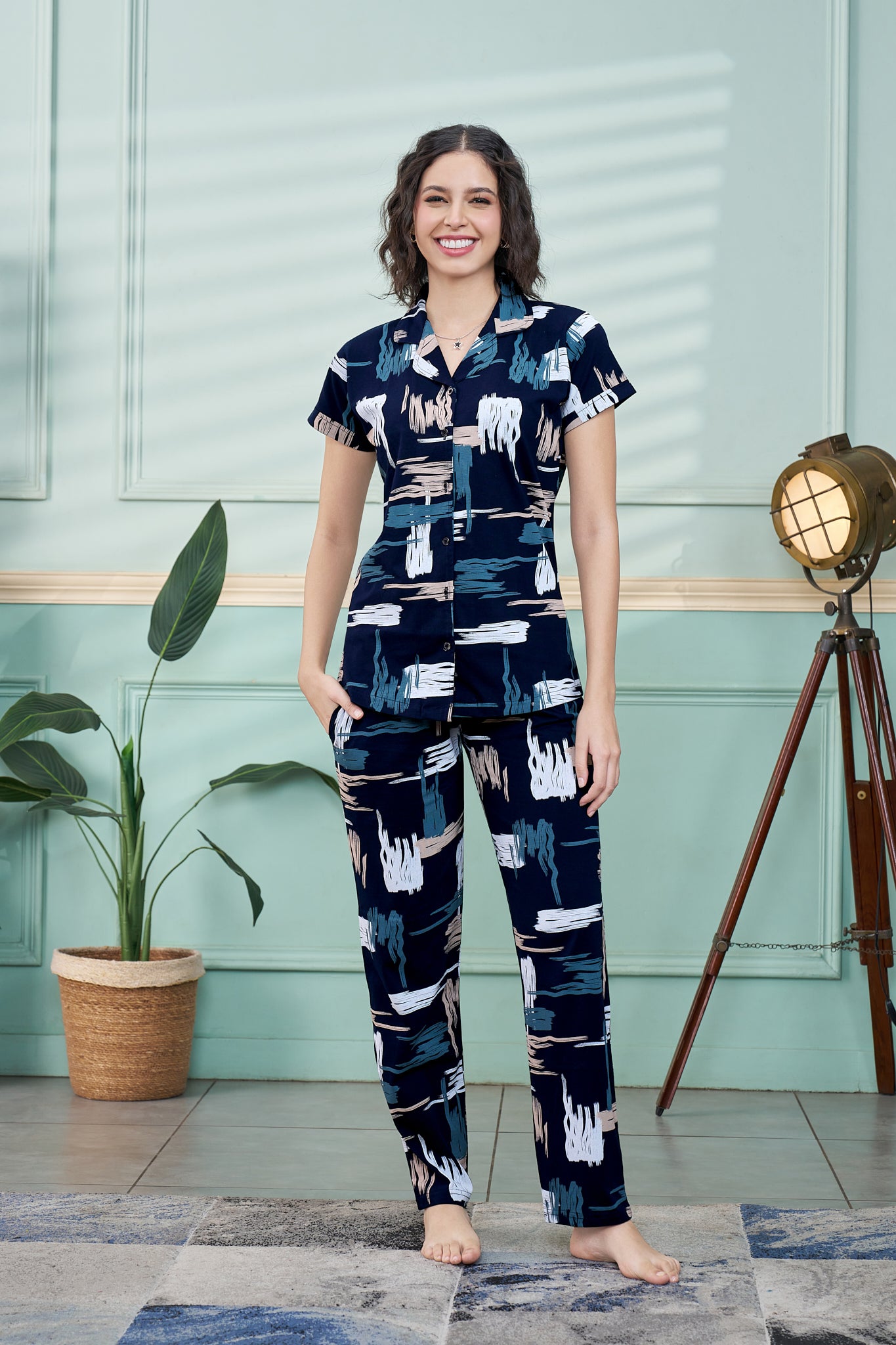 Everyday Night Suits | Super Comfy & Stylish | Lounge Wear | Collar Neck - Style No.3009