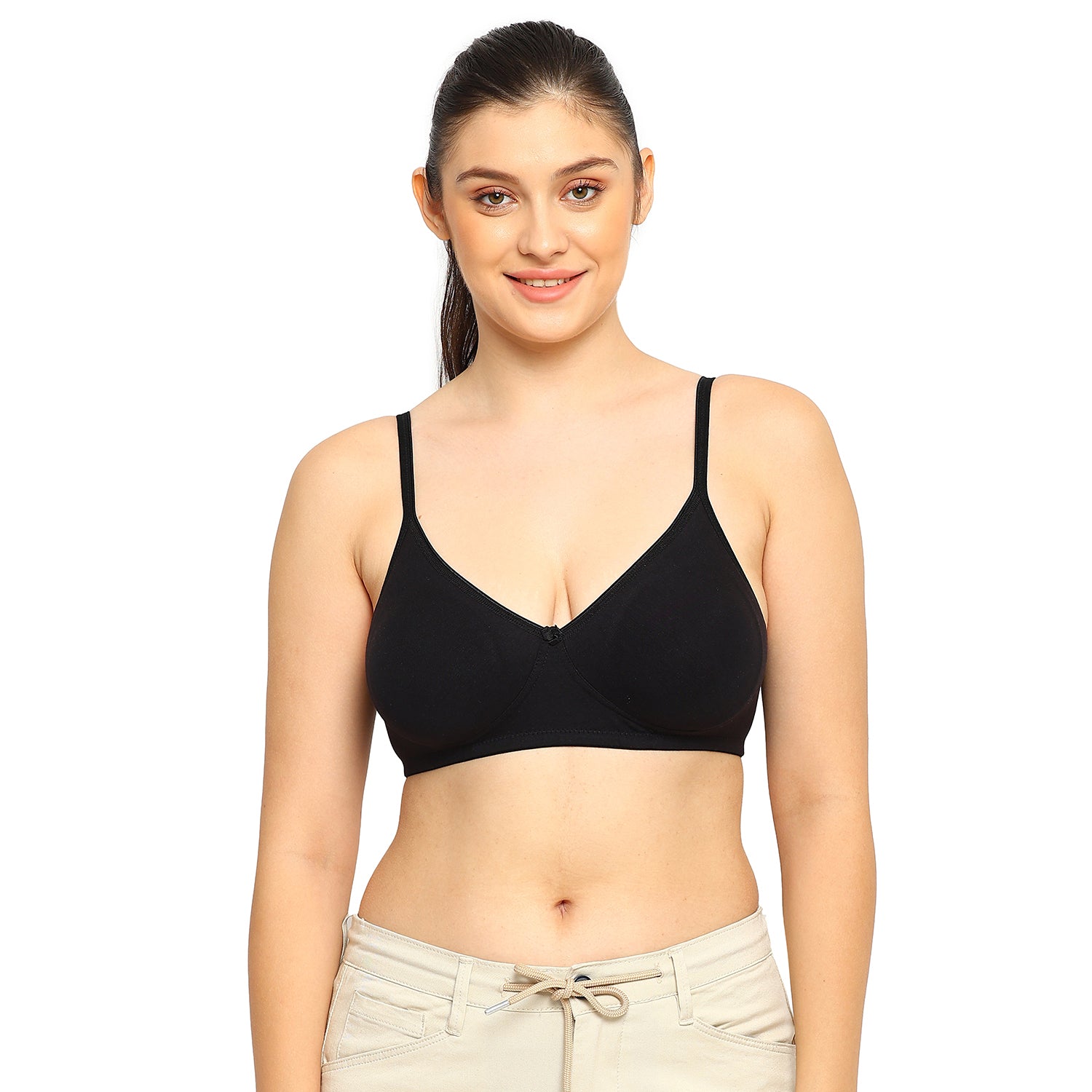Crystal T-shirt Bra | Double Layered | Non -Padded | Extra Side Support for Bulge Control | B Cup