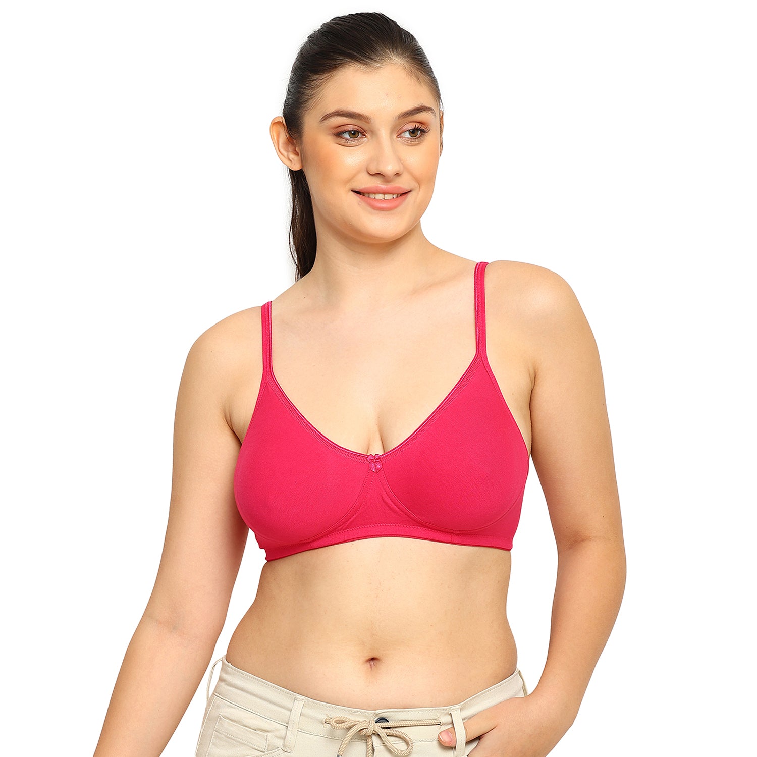 Crystal T-shirt Bra | Double Layered | Non -Padded | Extra Side Support for Bulge Control | B Cup