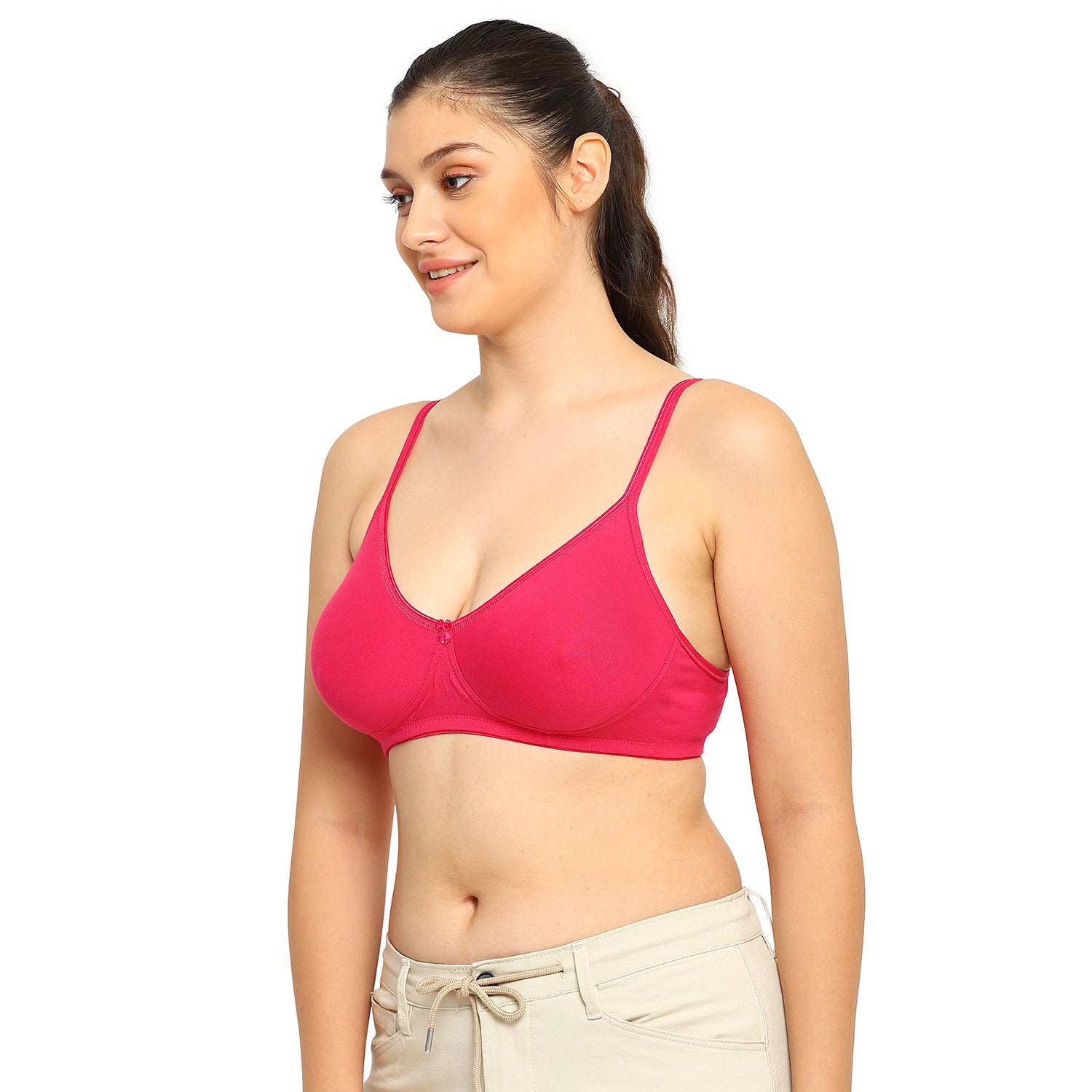 Crystal T-shirt Bra | Double Layered | Non -Padded | Extra Side Support for Bulge Control | B Cup