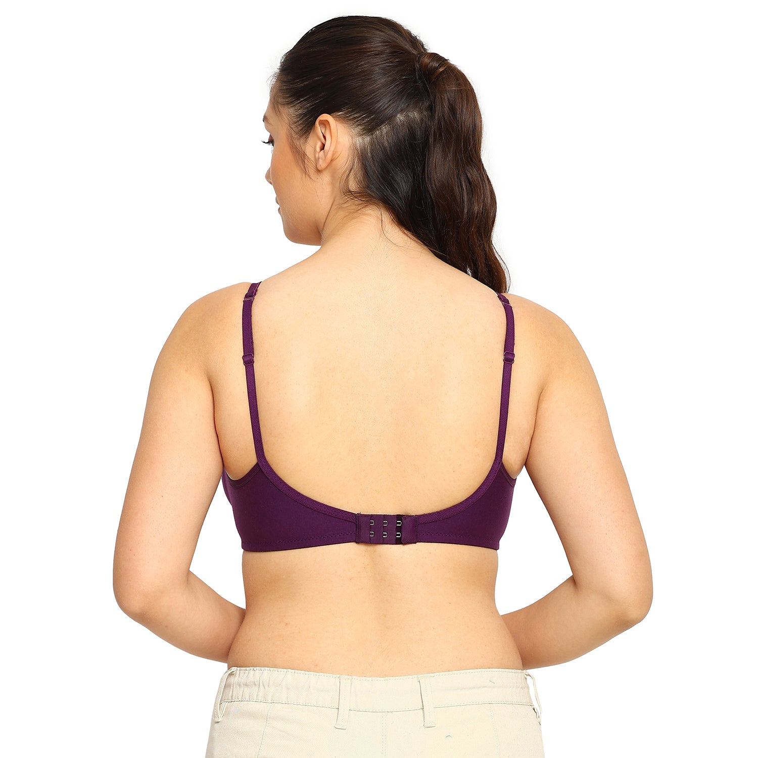 Crystal T-shirt Bra | Double Layered | Non -Padded | Extra Side Support for Bulge Control | B Cup
