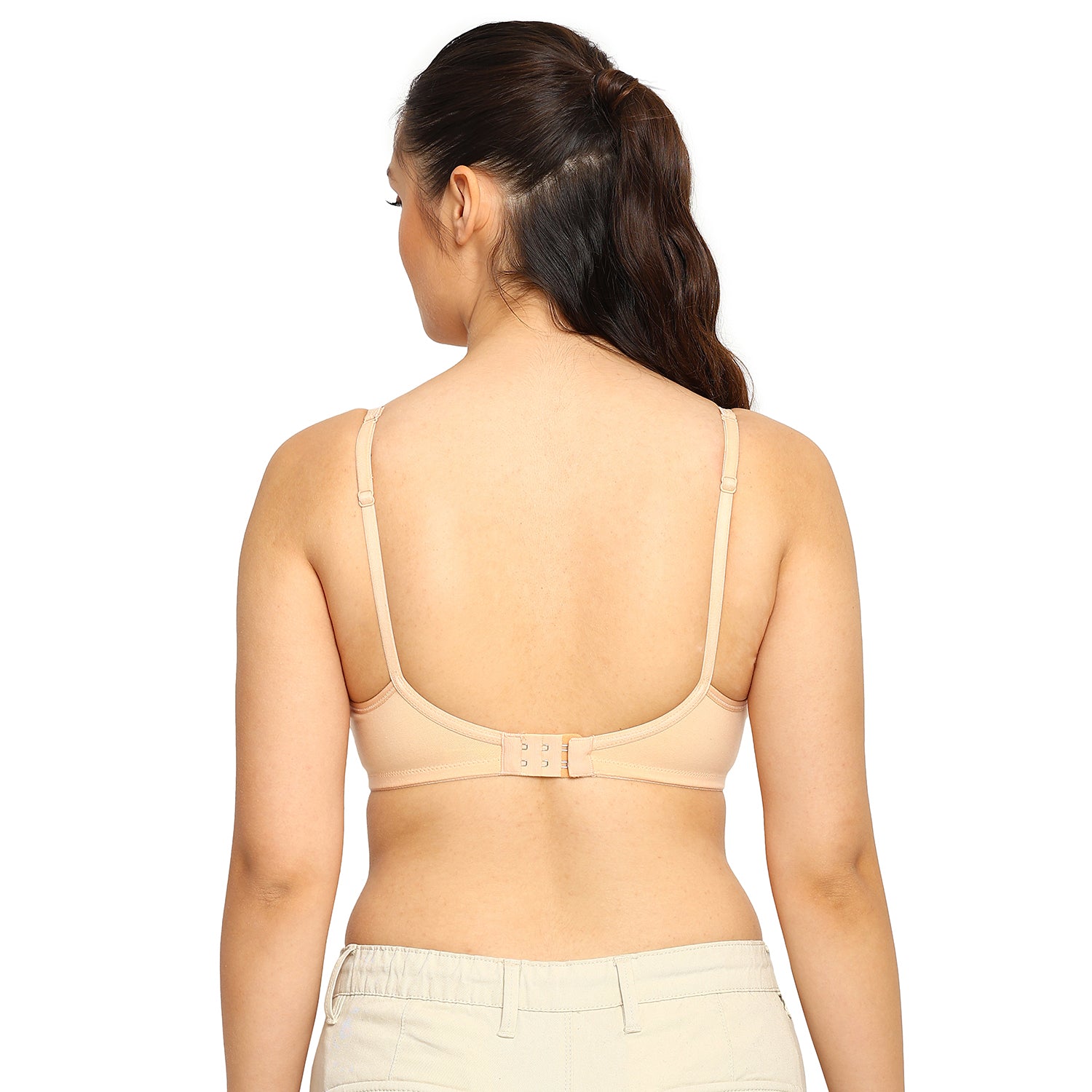 Crystal T-shirt Bra | Double Layered | Non -Padded | Extra Side Support for Bulge Control | B Cup