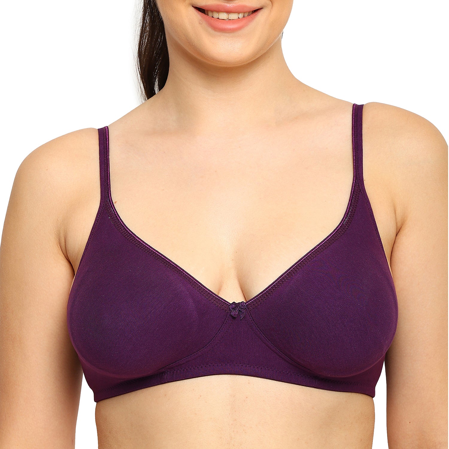 Crystal T-shirt Bra | Double Layered | Non -Padded | Extra Side Support for Bulge Control | B Cup