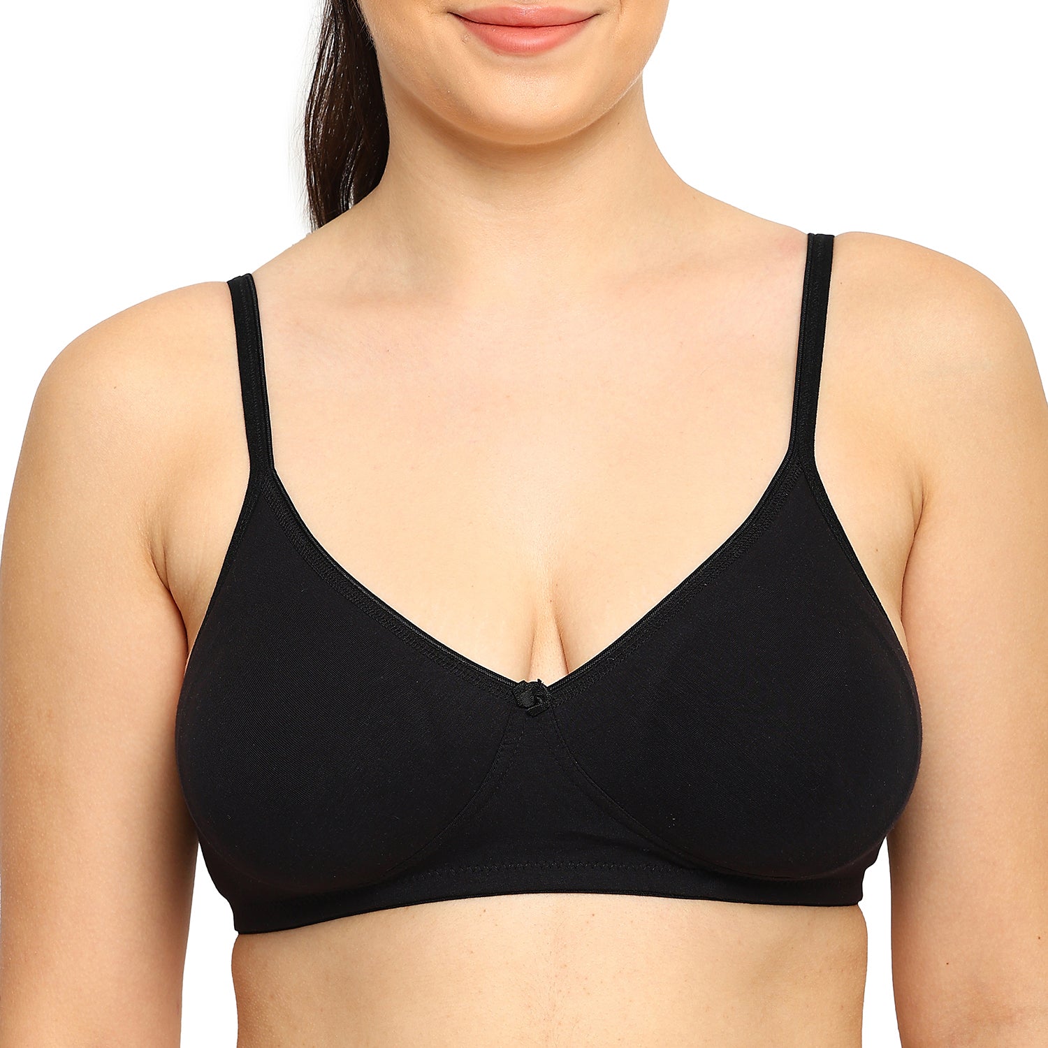 Crystal T-shirt Bra | Double Layered | Non -Padded | Extra Side Support for Bulge Control | B Cup