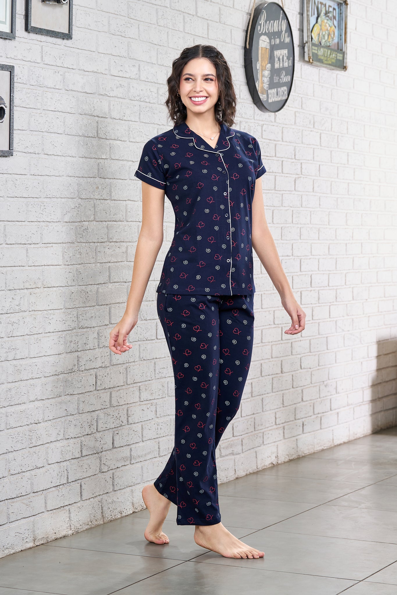 Everyday Night Suits Super Comfy Stylish Lounge Wear Collar Neck Style