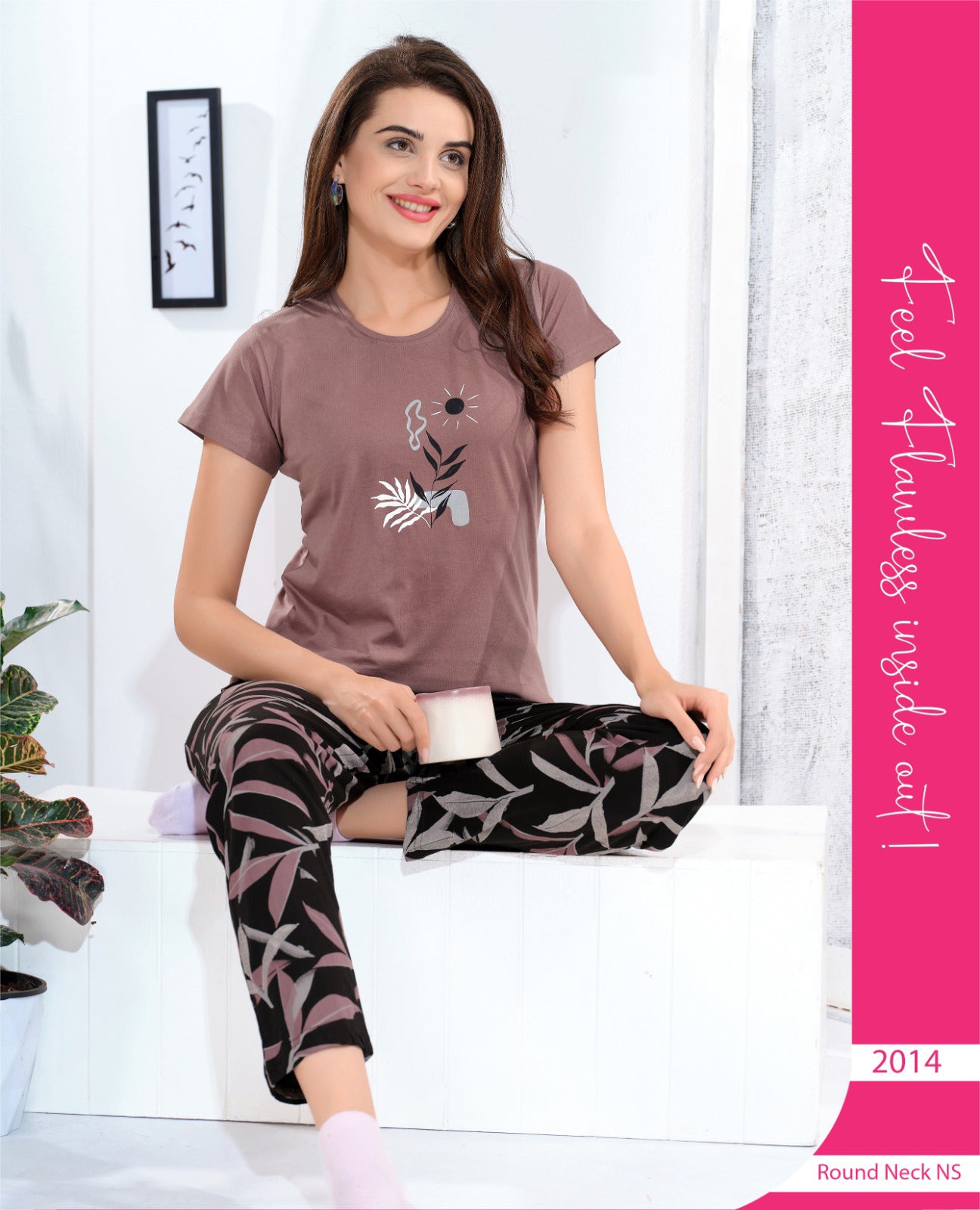 Everyday Night Suits | Super Comfy & Stylish | Lounge Wear | Round Neck NS - Style No.2014